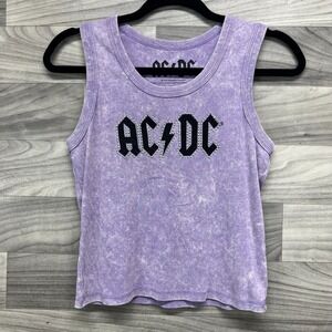 AC/DC Tank Top Women's Small Purple Spellout Logo Sleeveless Scoop Neck Pullover